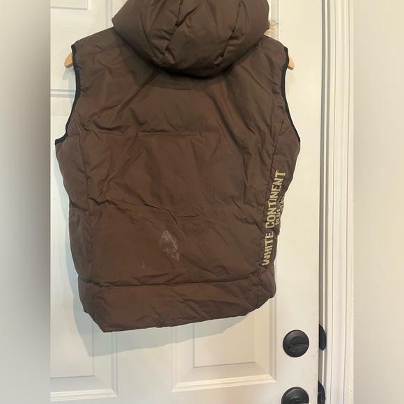 Napapijri Field Down Vest Brown Removable Fur Hood with Patches Sz S - Picture 14 of 16